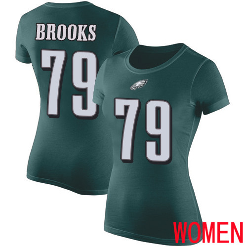 Women Philadelphia Eagles #79 Brandon Brooks Green Rush Pride Name and Number NFL T Shirt->nfl t-shirts->Sports Accessory